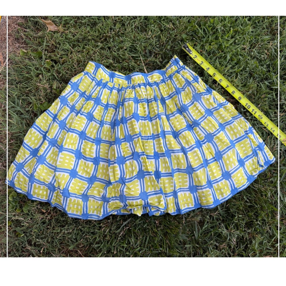 Mini Boden Girls Blue Lime Green Geometric Block Print Skirt 11-12Y MW007